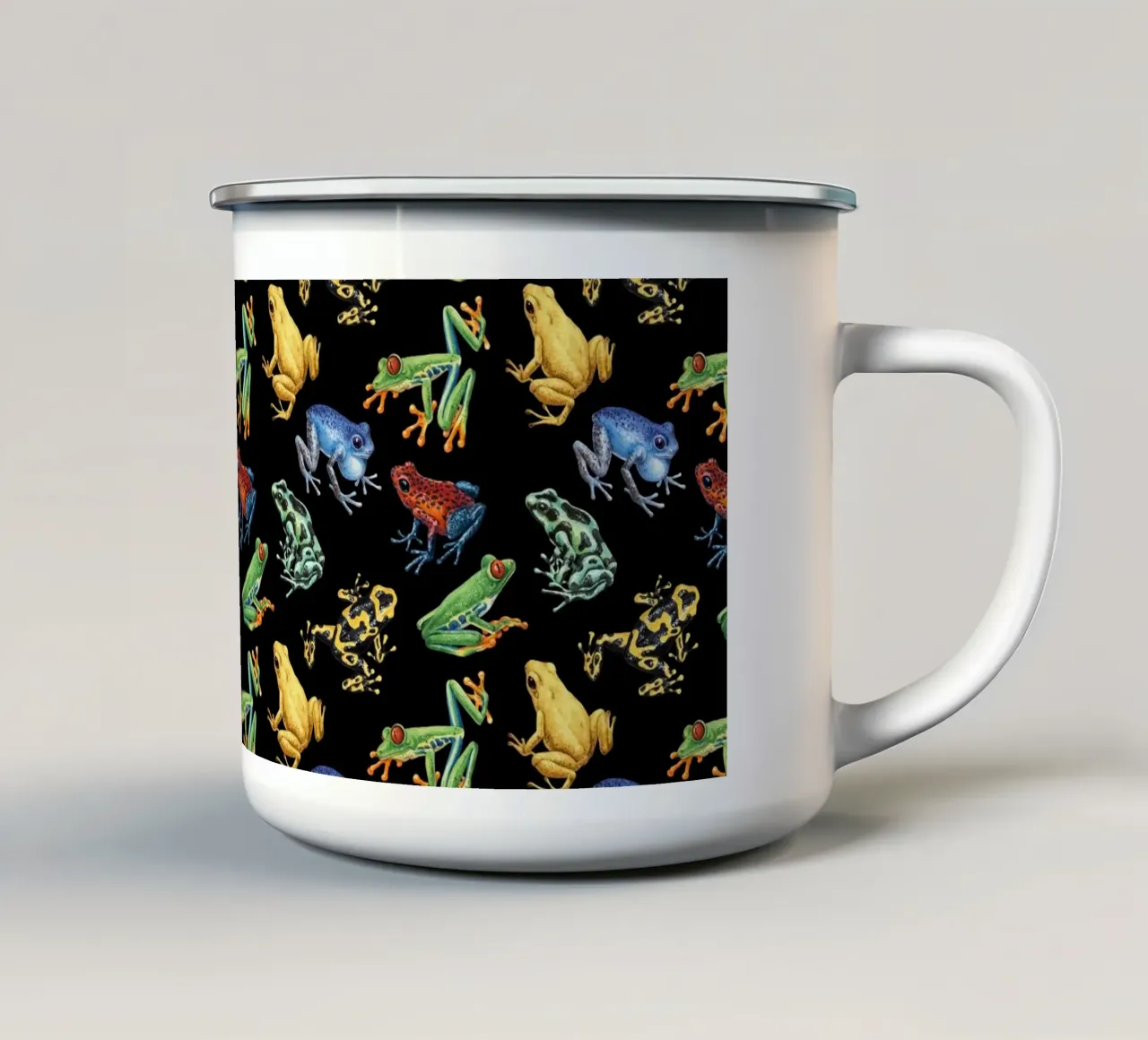 Rane su nero tazza in smalto da Painted Nature