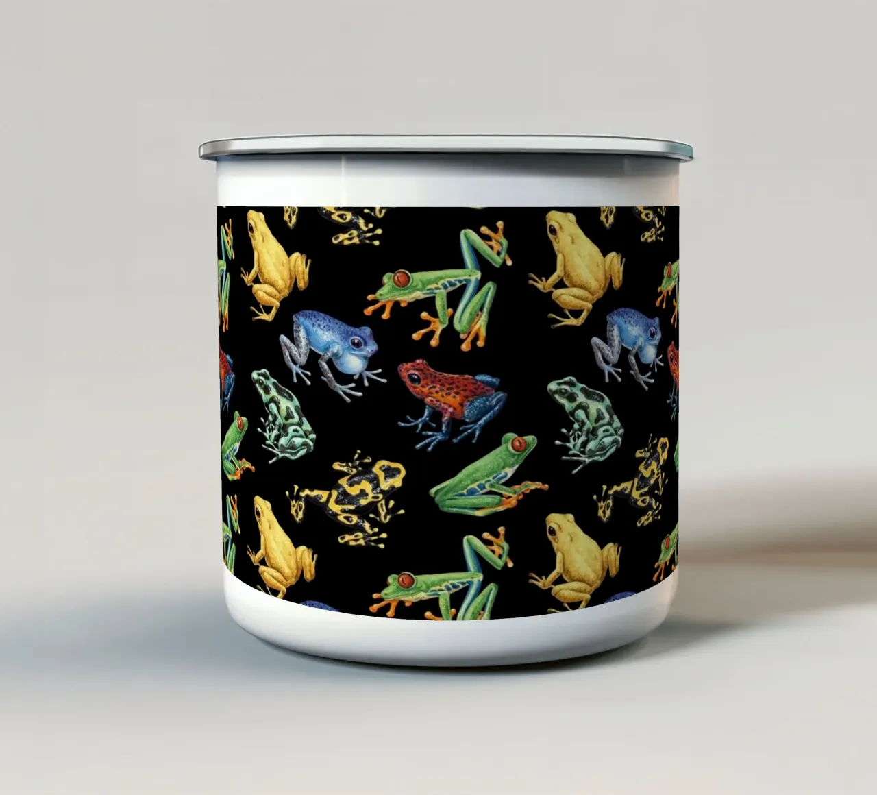Rane su nero tazza in smalto da Painted Nature