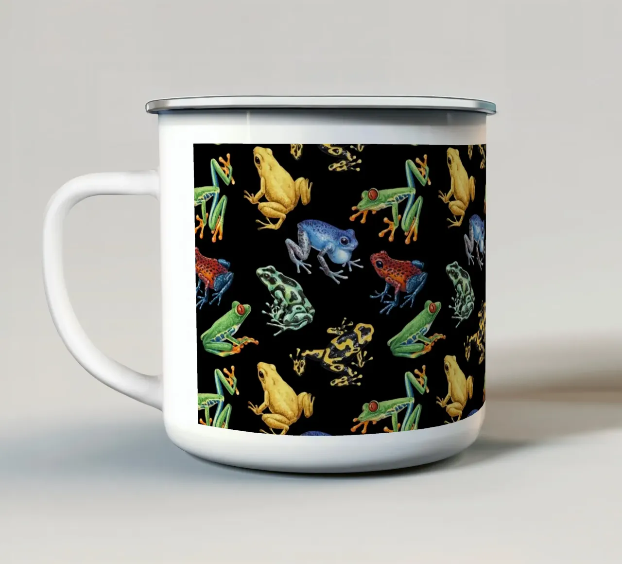 Rane su nero tazza in smalto da Painted Nature