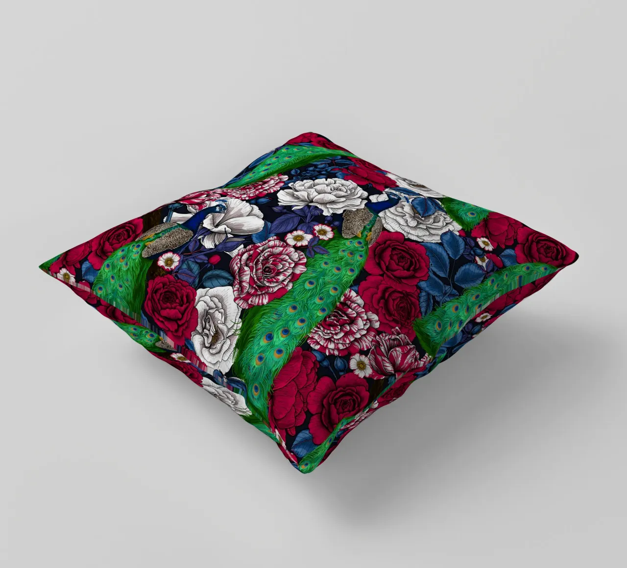 Pavoni nel roseto cuscino da Painted Nature