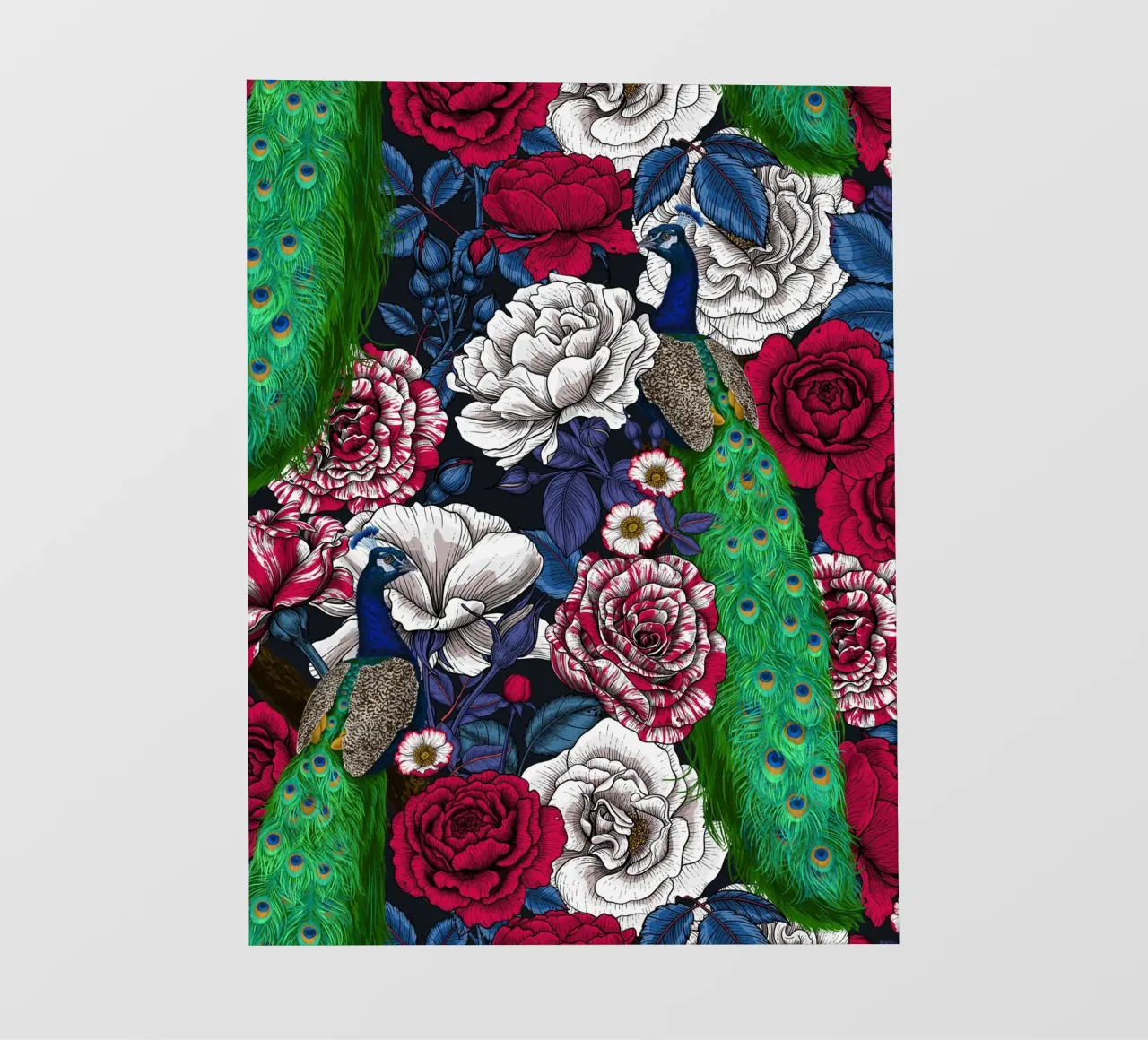 Pavoni nel roseto telo in pvc da Painted Nature