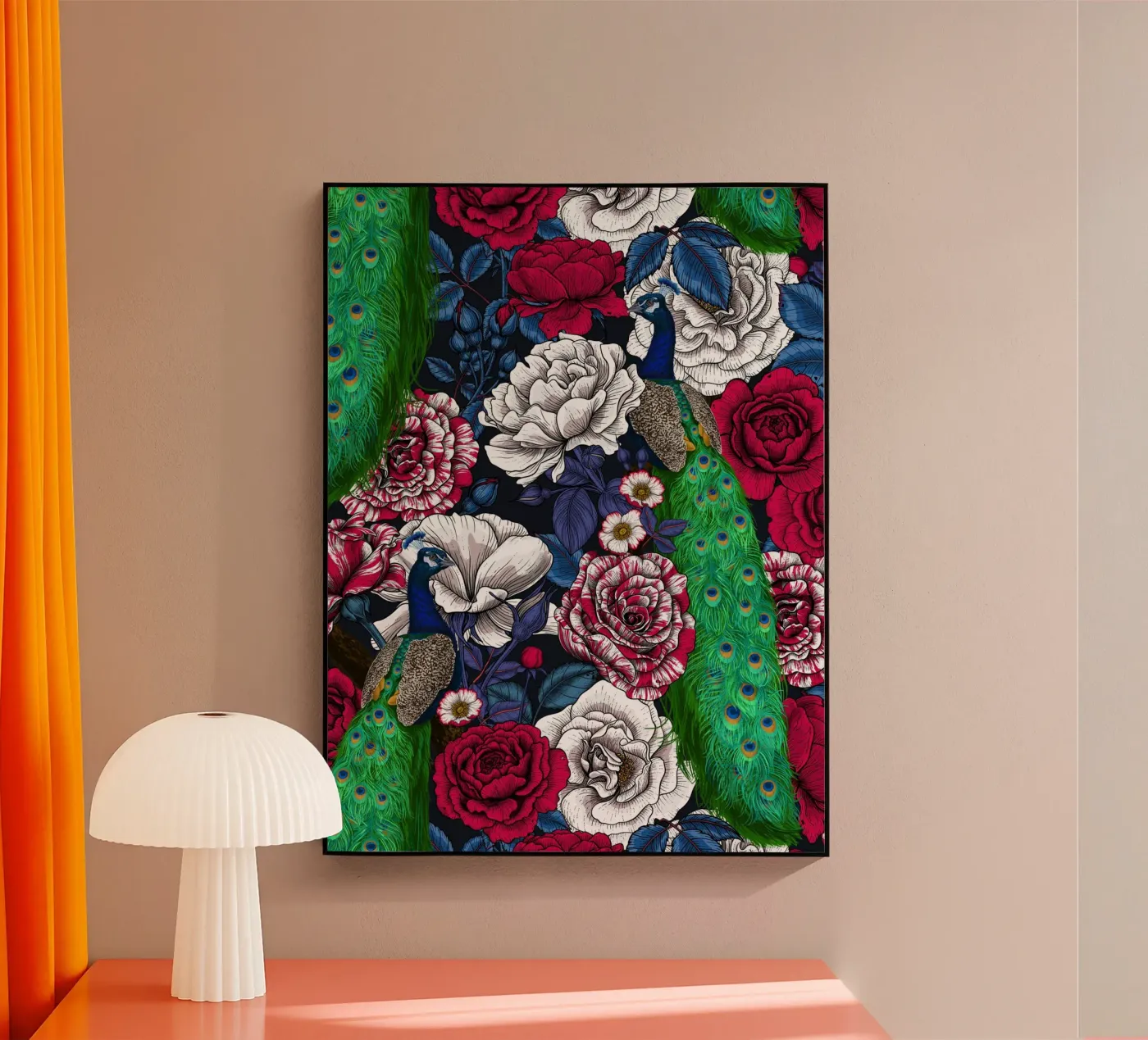 Pavoni nel roseto plexiglass da Painted Nature