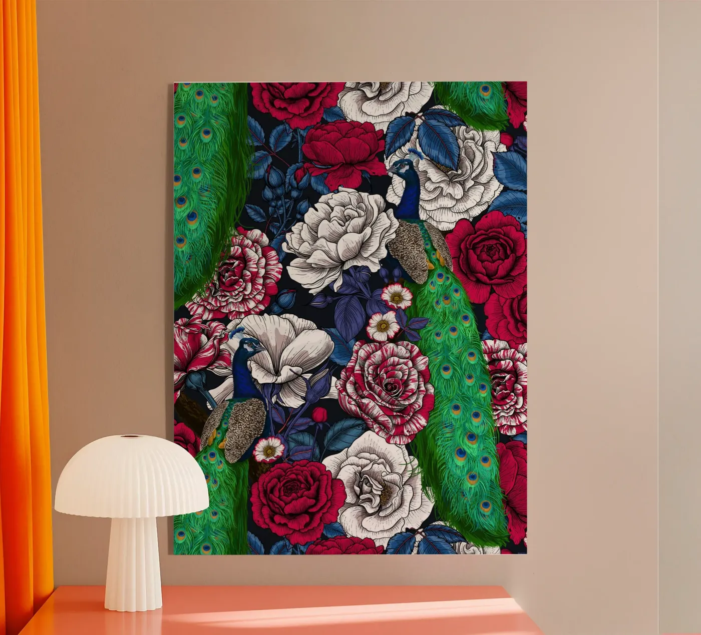 Pavoni nel roseto plexiglass da Painted Nature