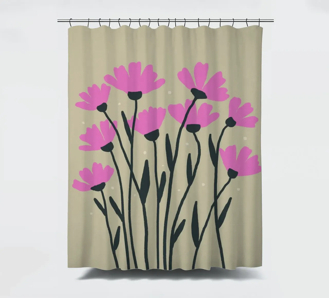 Roze bloemen douchegordijn van Wackapacka