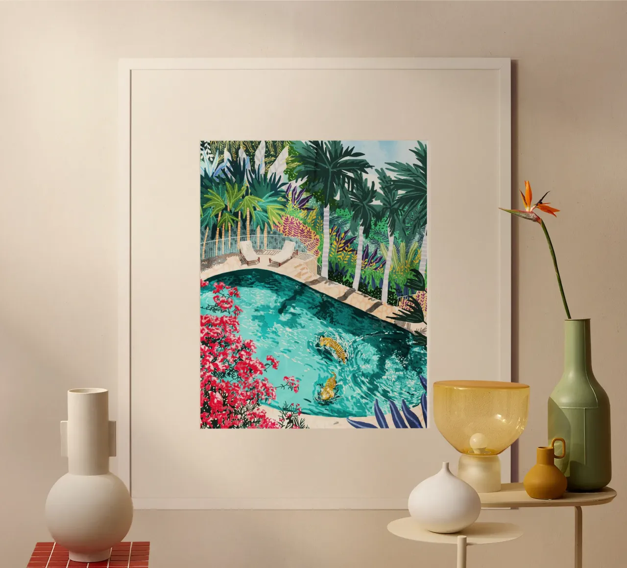 Villa di lusso Tiger poster con telaio in plastica da 83oranges