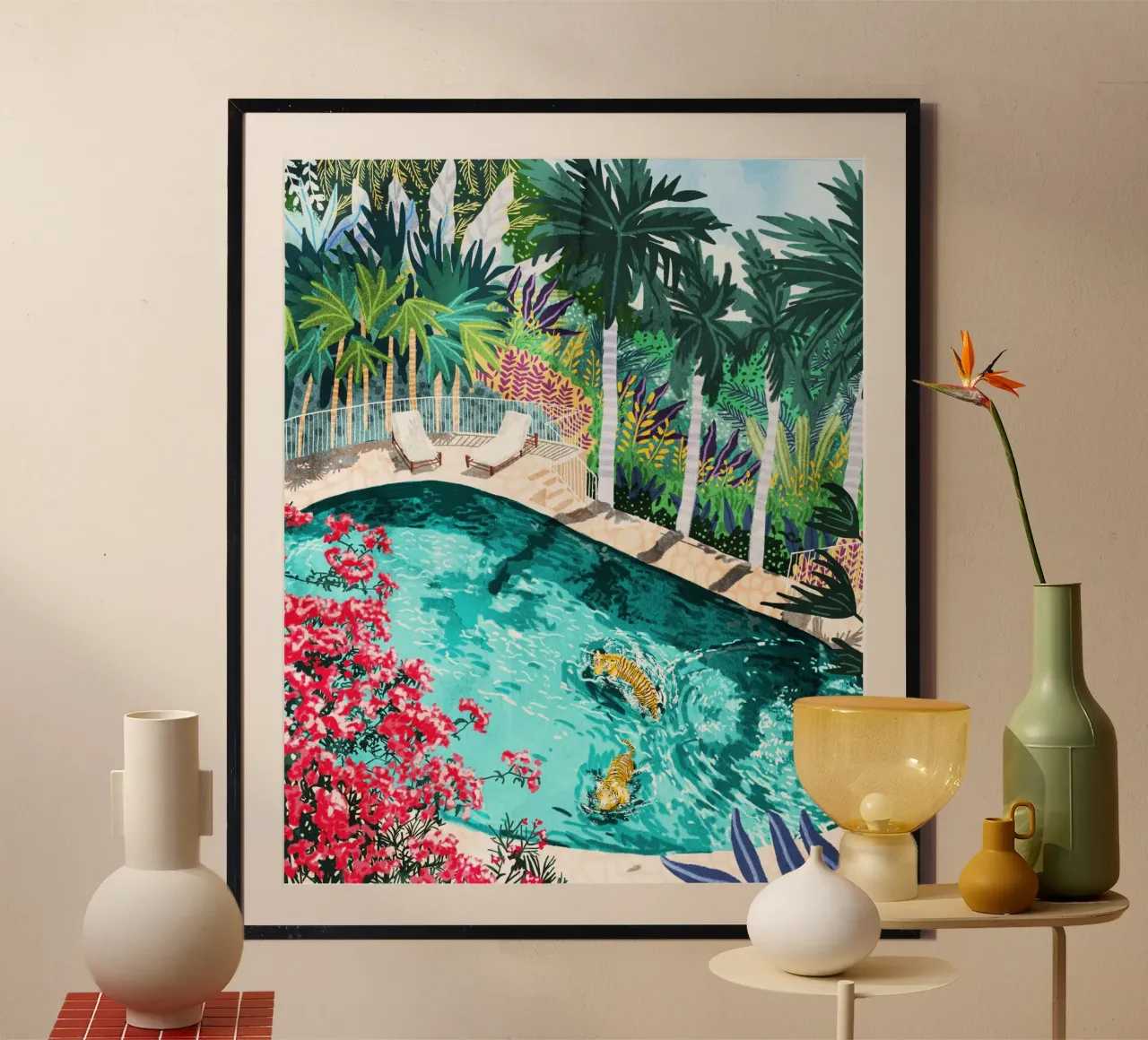 Villa di lusso Tiger poster con telaio in plastica da 83oranges