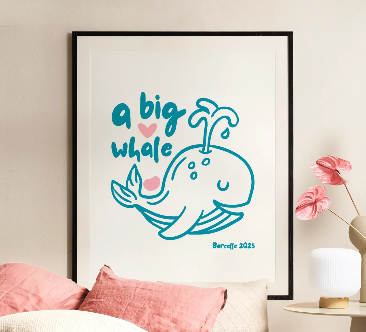 una grande balena poster con telaio in plastica da khoailang