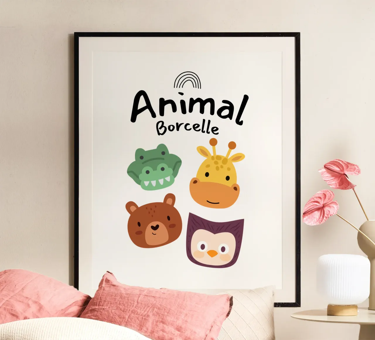 animale borcelle poster con telaio in alluminio da khoailang