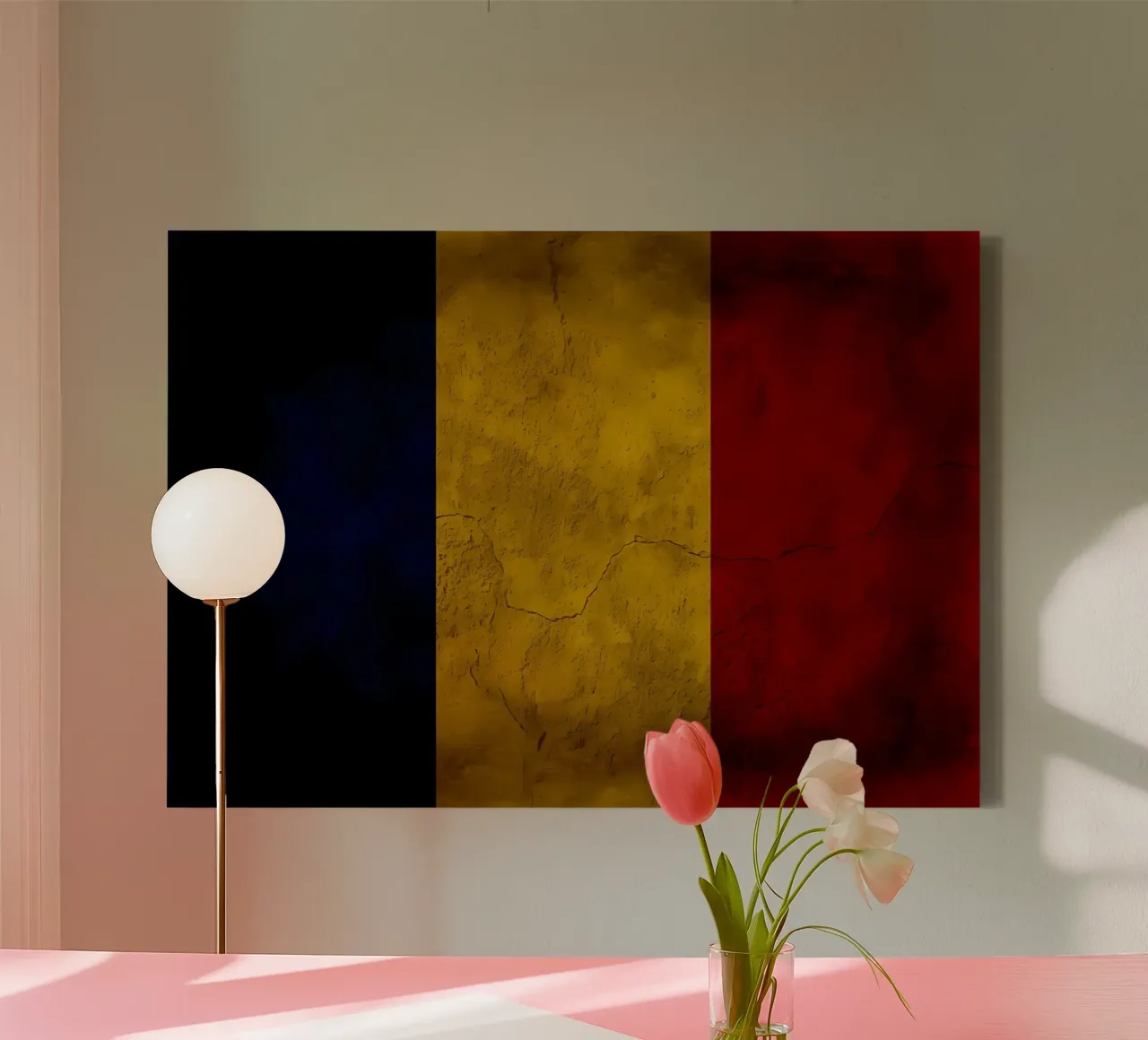 Tschad-Oldtimer-Flagge Leinwand mit Schattenfugenrahmen von Joshua A Holmes