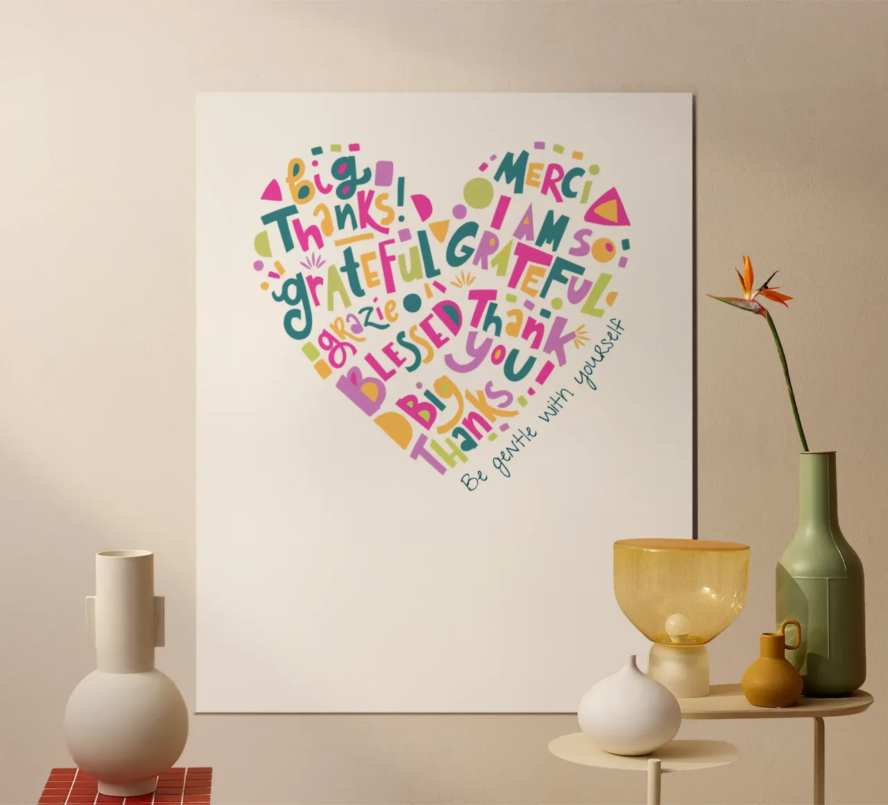 Siate gentili con voi stessi poster con telaio in legno da khoailang