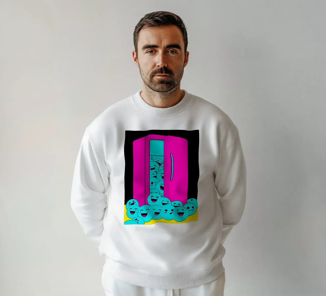 Frigorifero con cubetti di ghiaccio sorridenti - Pop Art felpa da ColorCrash Gallery