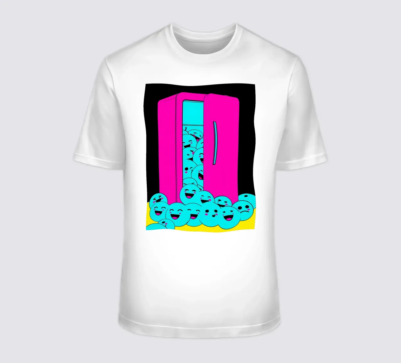 Frigorifero con cubetti di ghiaccio sorridenti - Pop Art t-shirt da ColorCrash Gallery