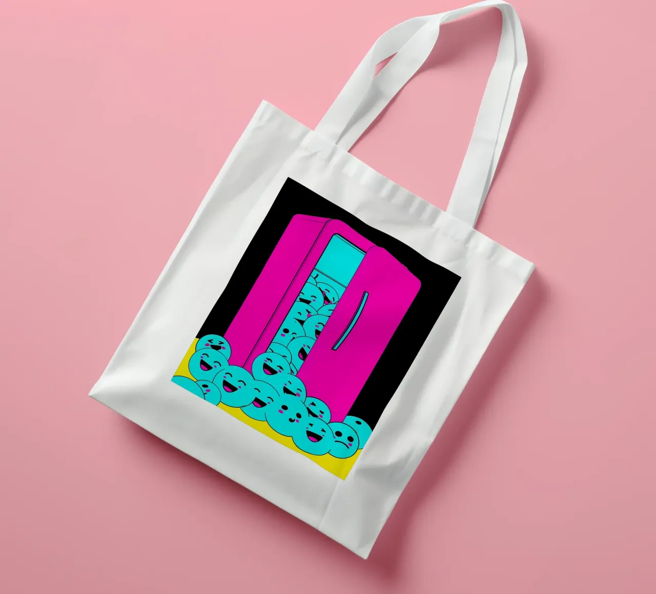 Frigorifero con cubetti di ghiaccio sorridenti - Pop Art borsa in juta da ColorCrash Gallery