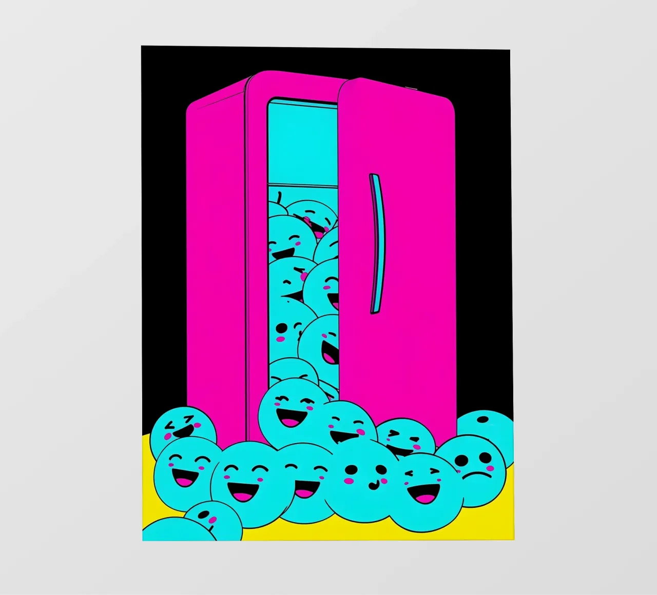 Frigorifero con cubetti di ghiaccio sorridenti - Pop Art pellicola backlit da ColorCrash Gallery