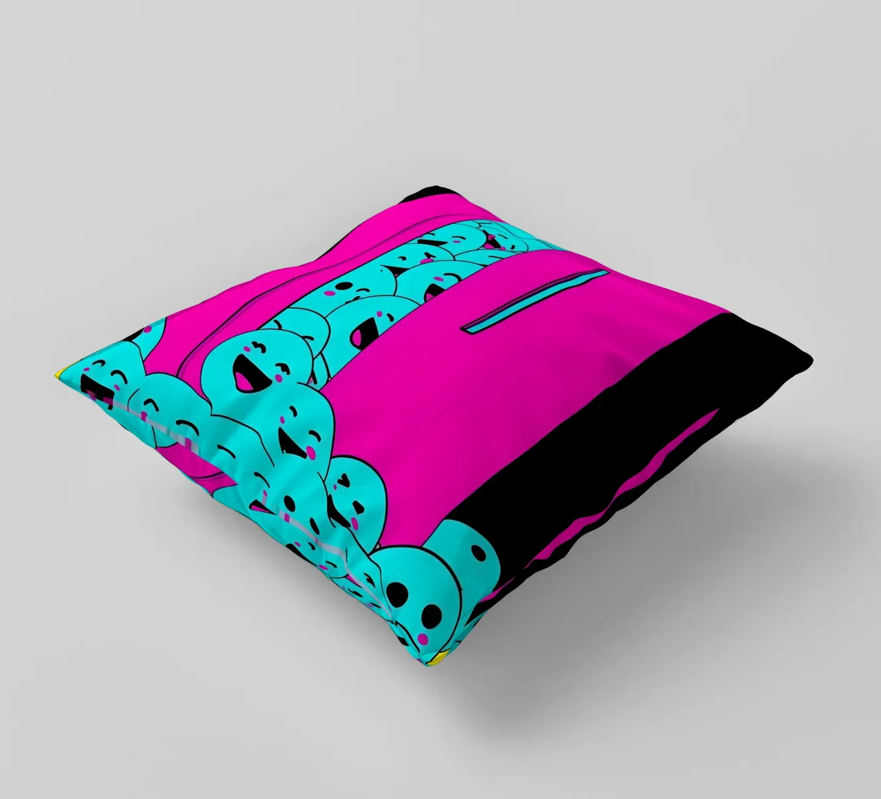 Frigorifero con cubetti di ghiaccio sorridenti - Pop Art cuscino da ColorCrash Gallery