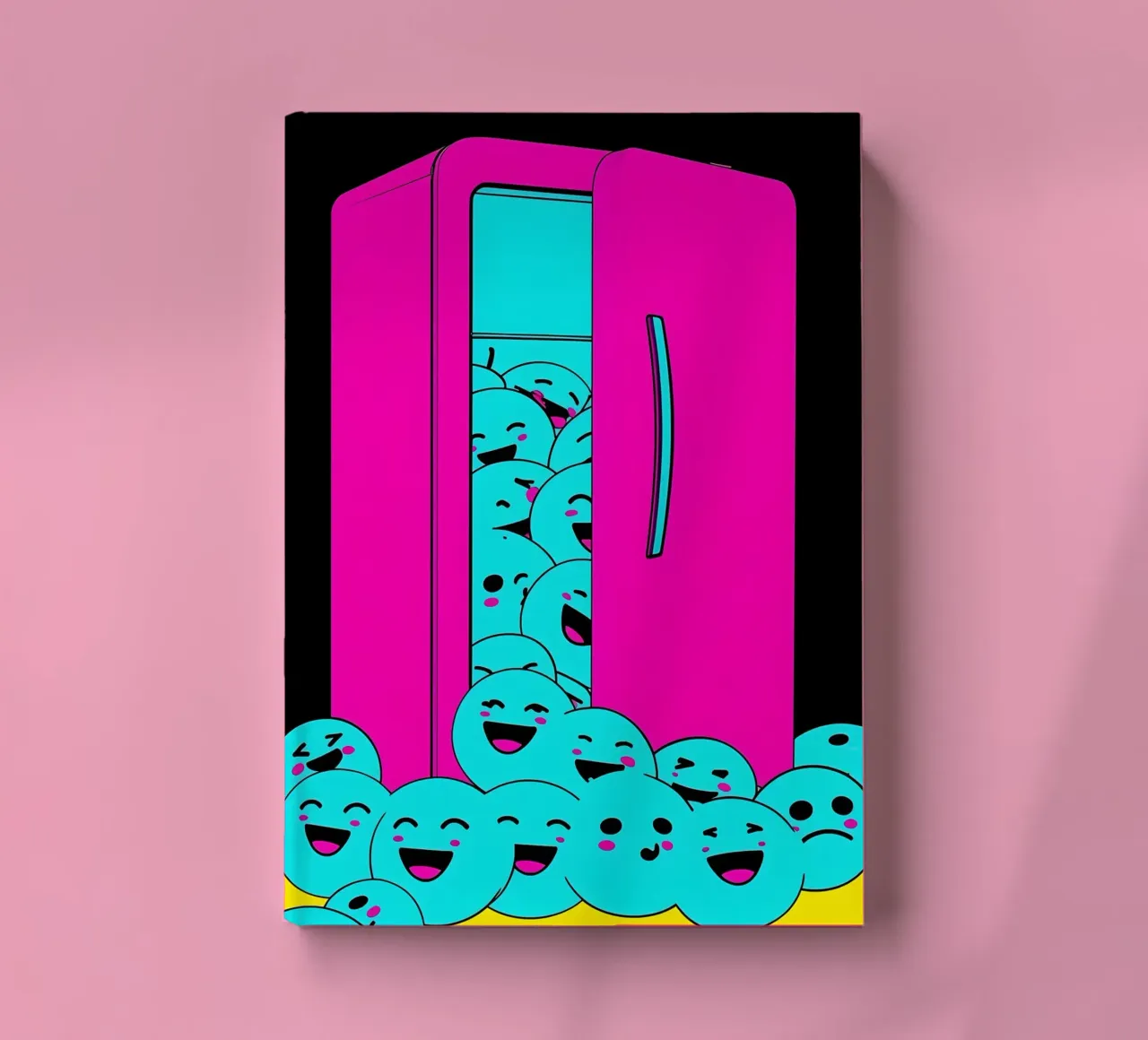 Refrigerator With Smiley Ice Cubes - Pop Art notebook by ColorCrash Gallery