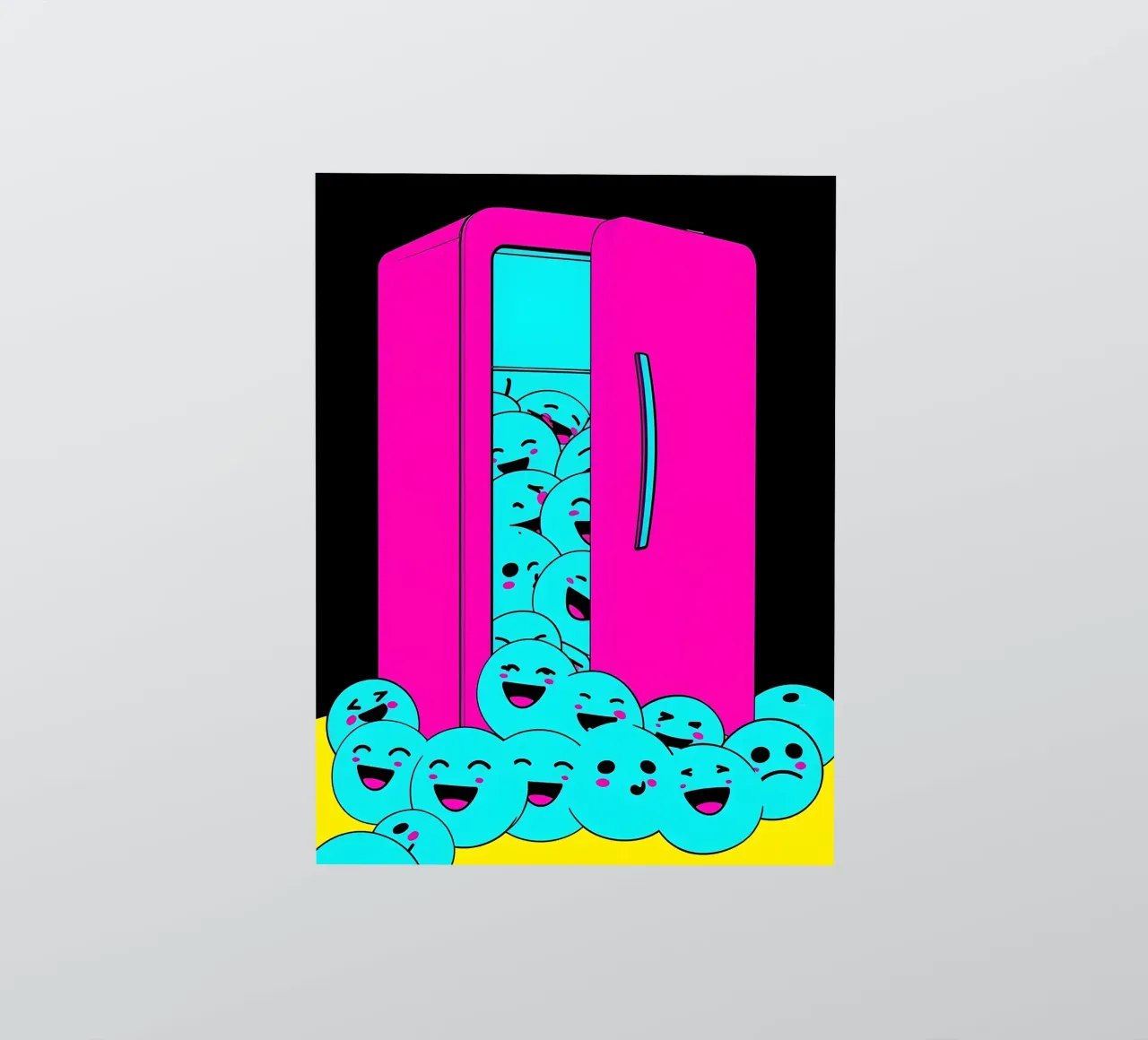 Refrigerator With Smiley Ice Cubes - Pop Art sticker by ColorCrash Gallery