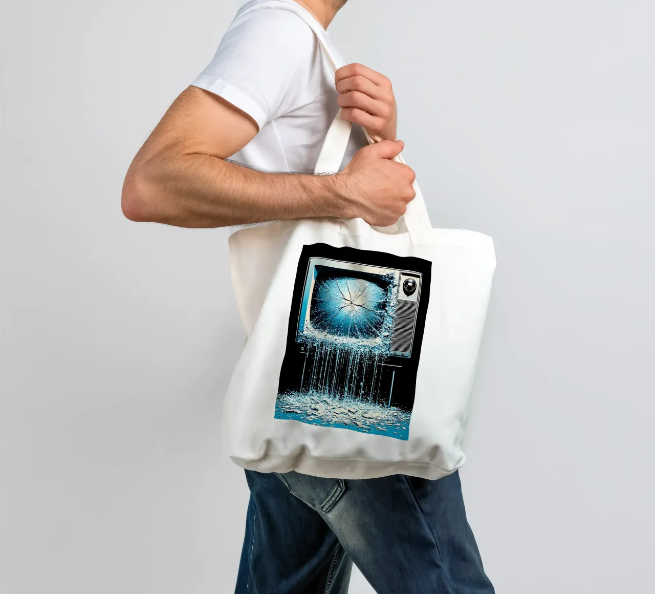 Televisione in fusione - Pop Art borsa in juta da ColorCrash Gallery
