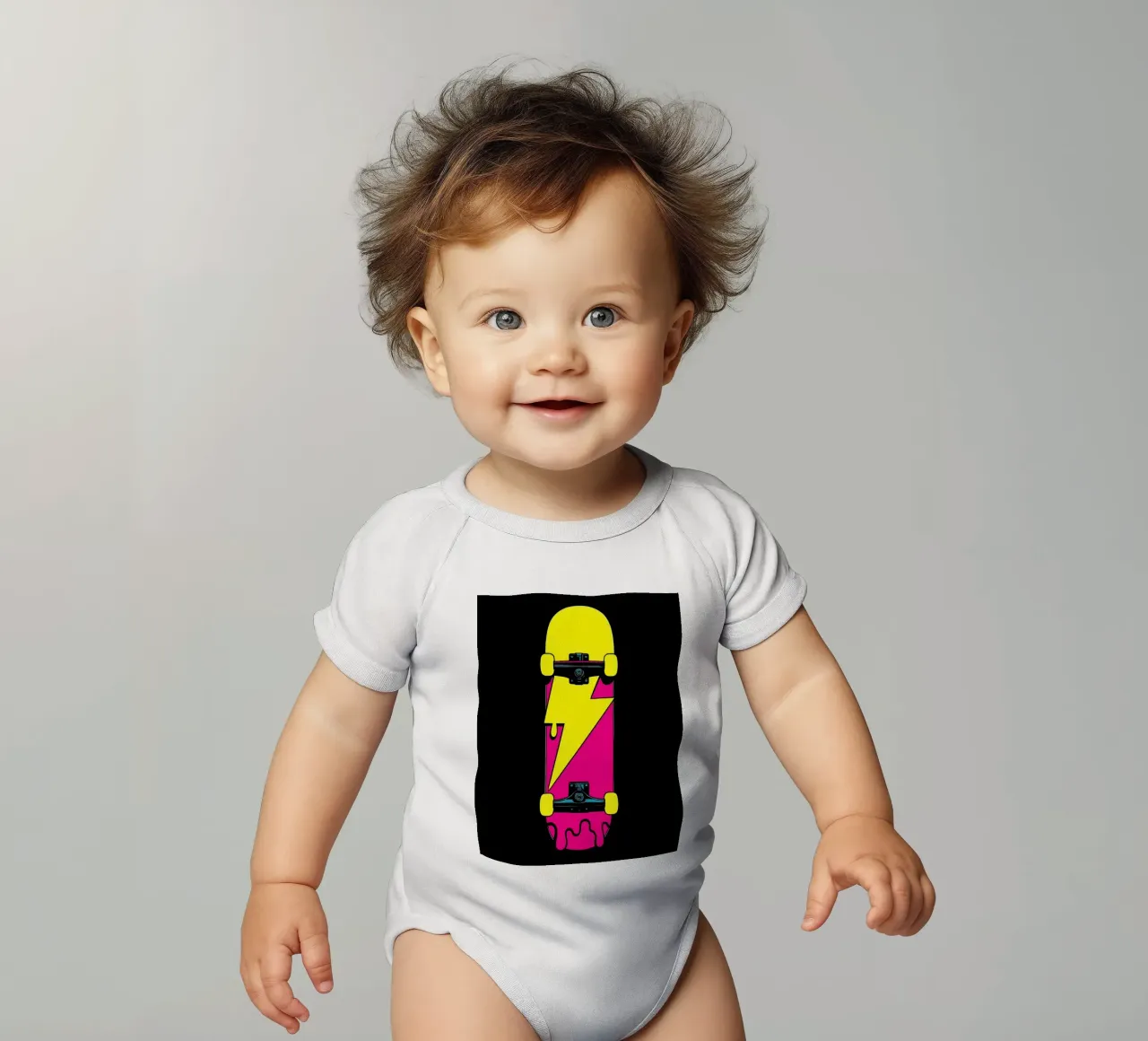 Skateboard Saetta - Pop Art body neonato maniche corte da ColorCrash Gallery