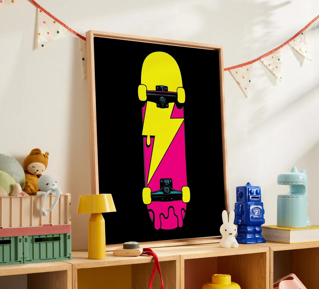 Lightning Skateboard - Pop Art Leinwand von ColorCrash Gallery
