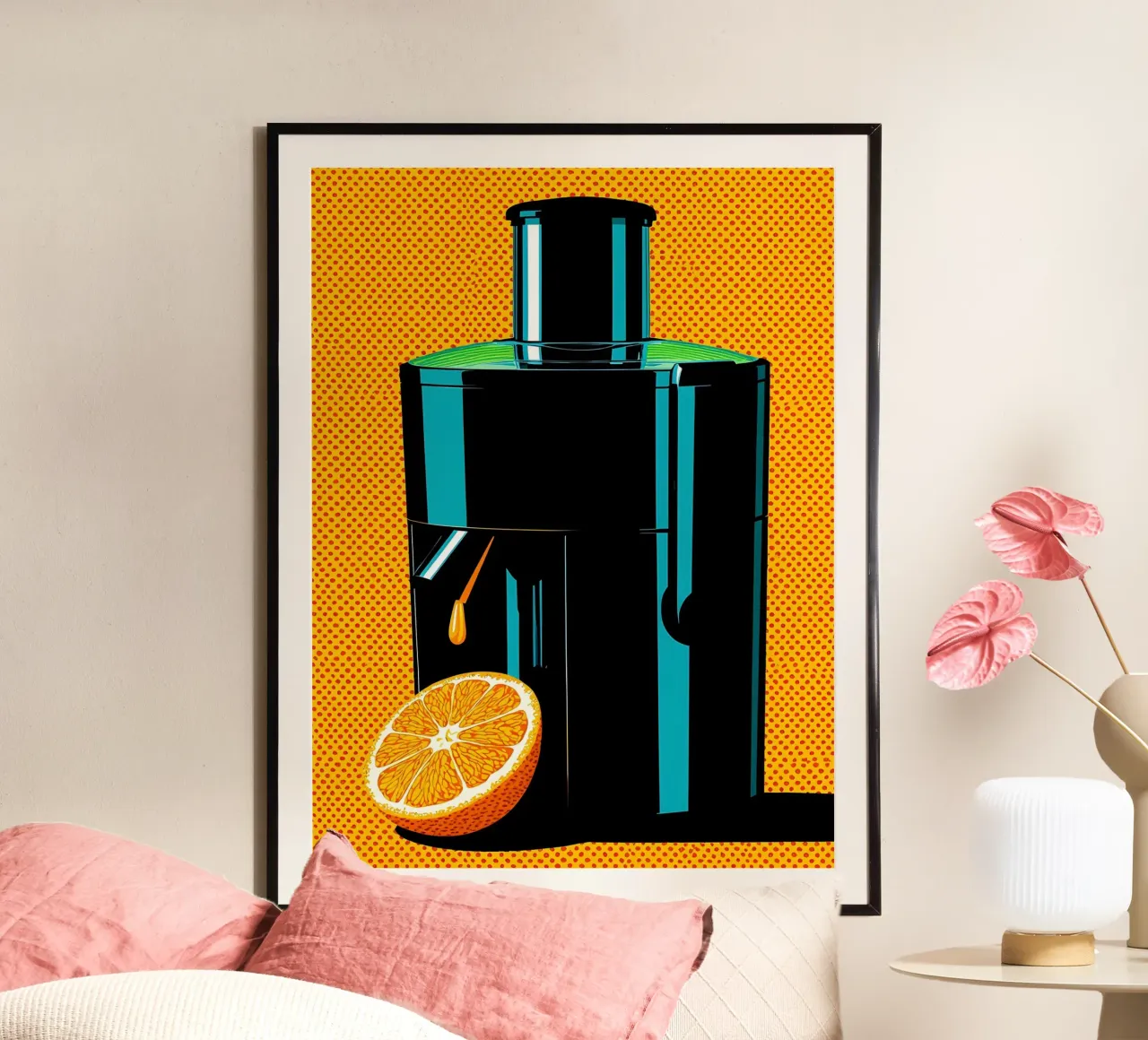 Macchina spremiagrumi - Pop Art poster con telaio in plastica da ColorCrash Gallery