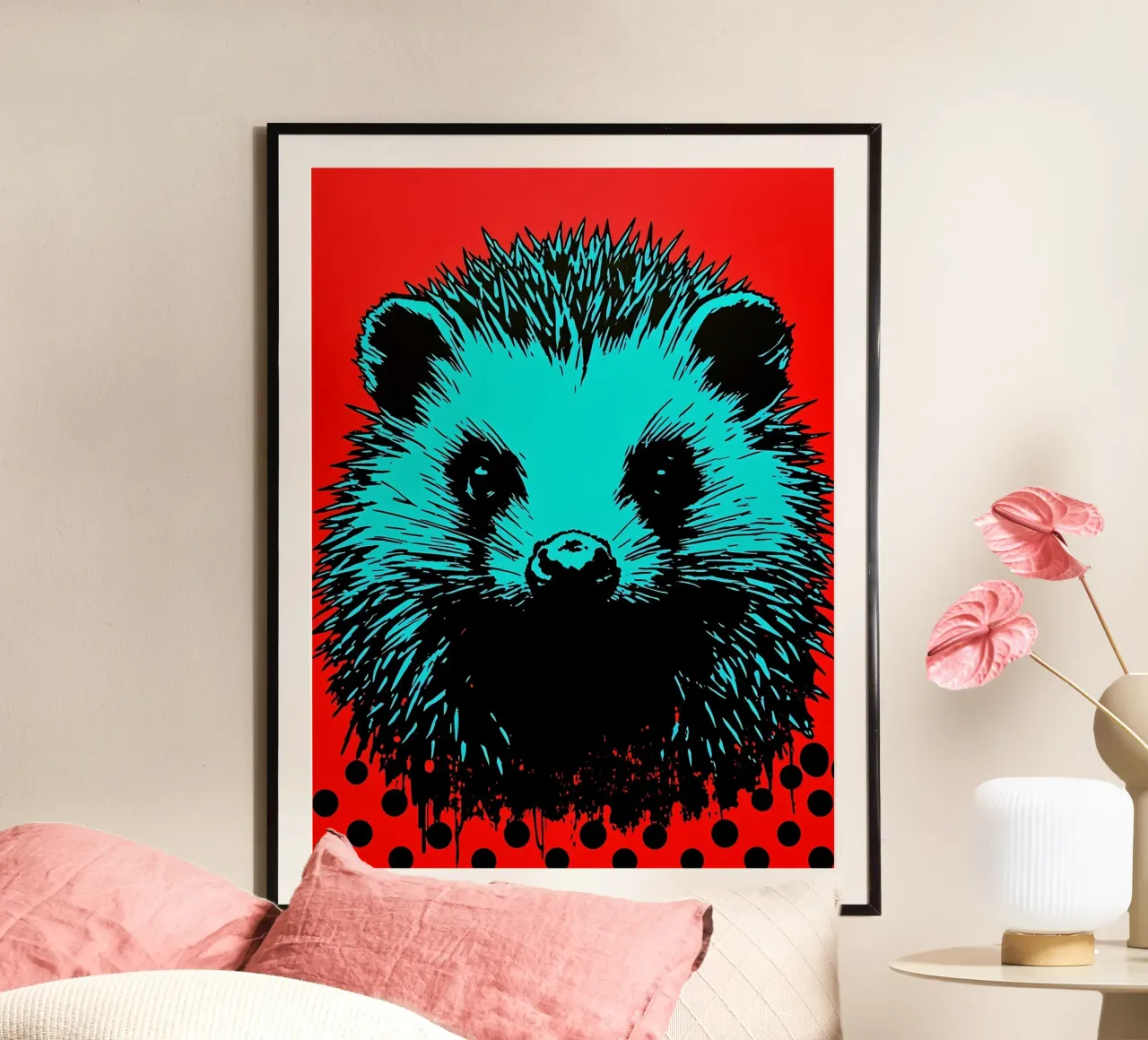 Riccio - Pop Art poster con telaio in legno da ColorCrash Gallery
