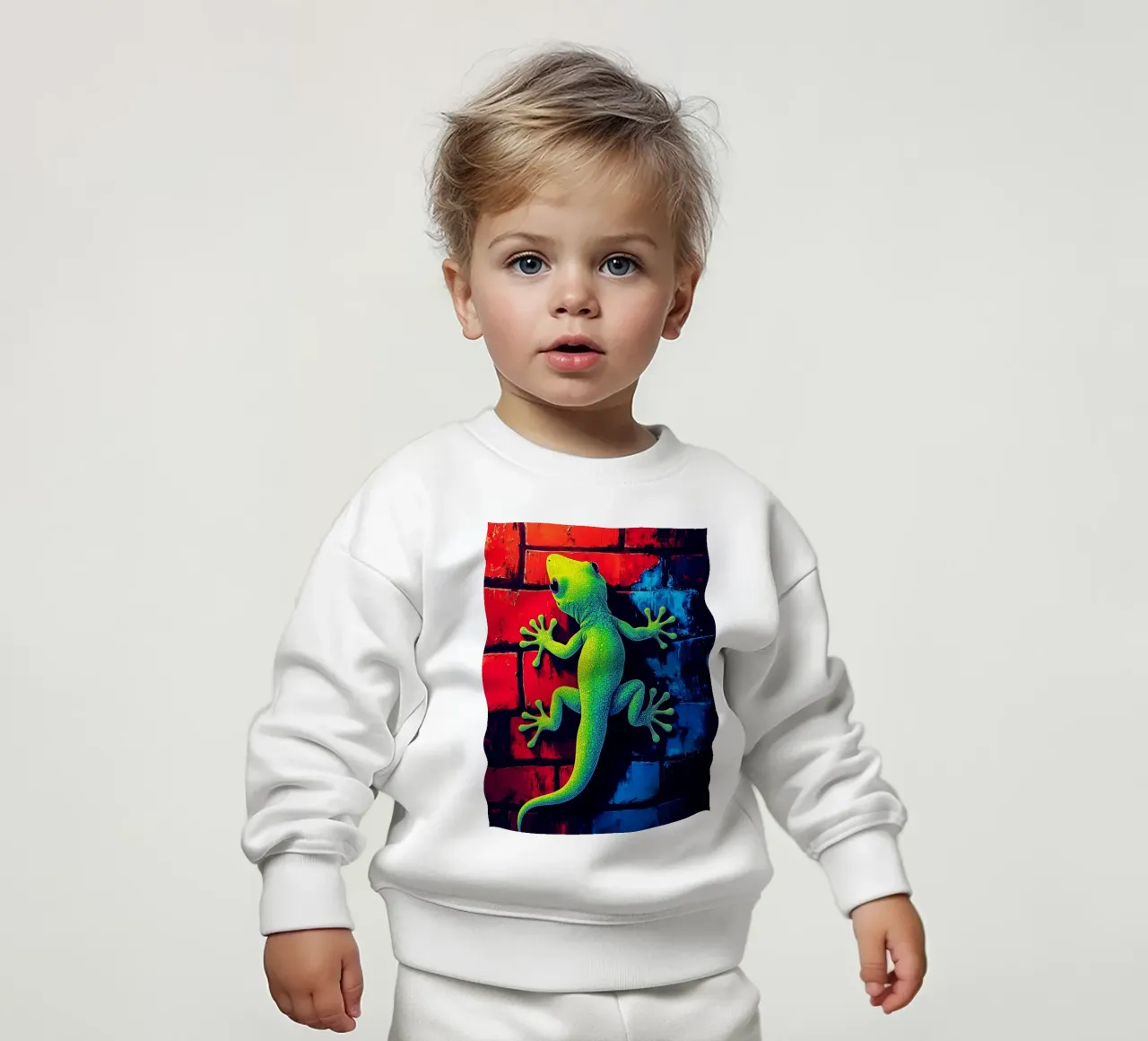 Geco sul muro - Pop Art felpa neonato da ColorCrash Gallery