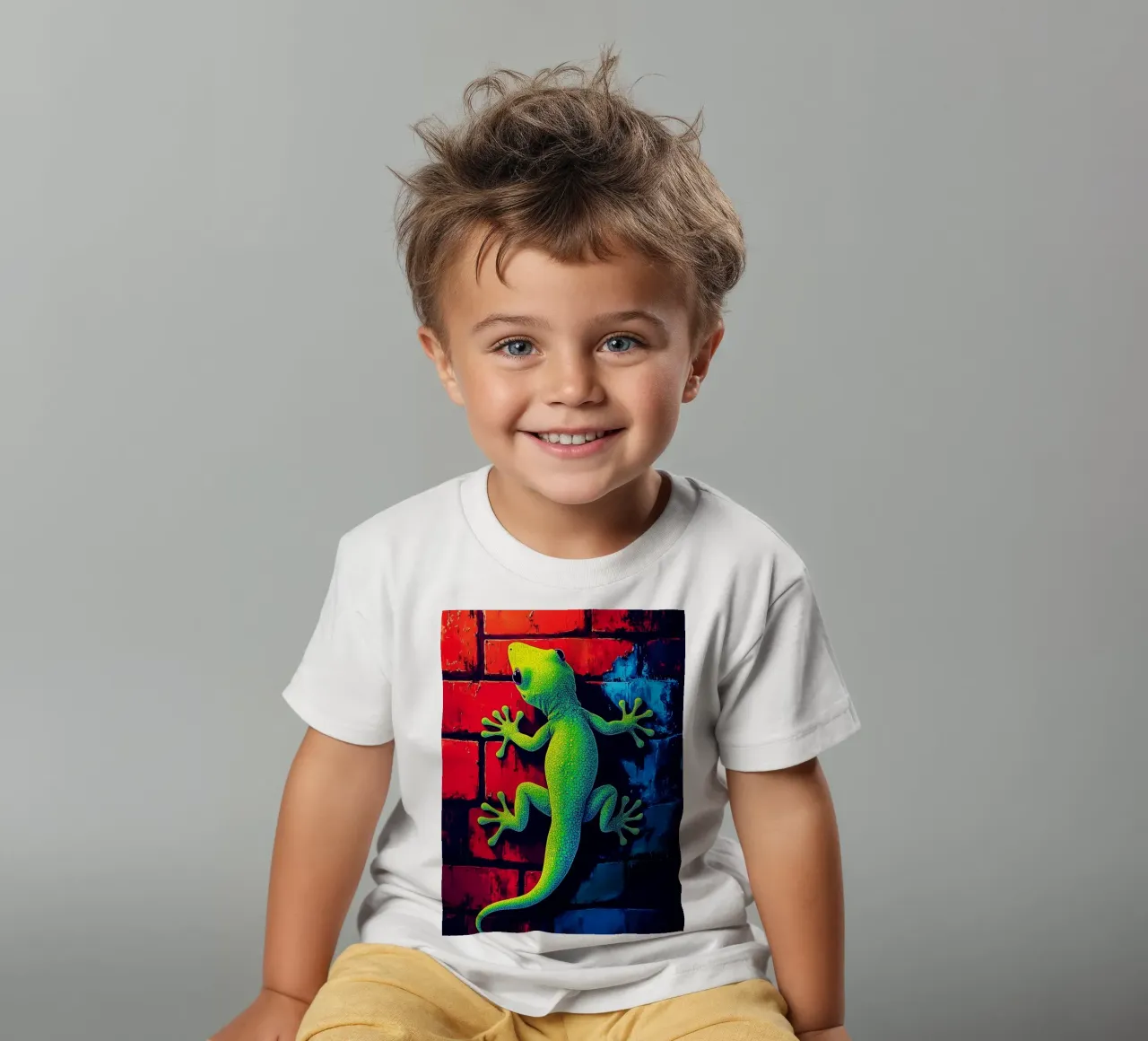 Gecko On Wall - Pop Art kids t-shirt by ColorCrash Gallery