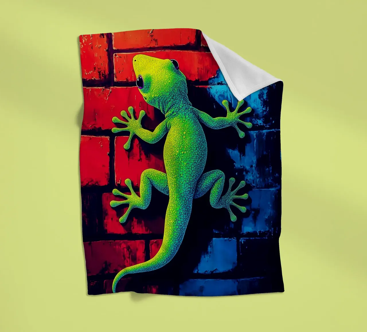 Geco sul muro - Pop Art coperta in pile da ColorCrash Gallery