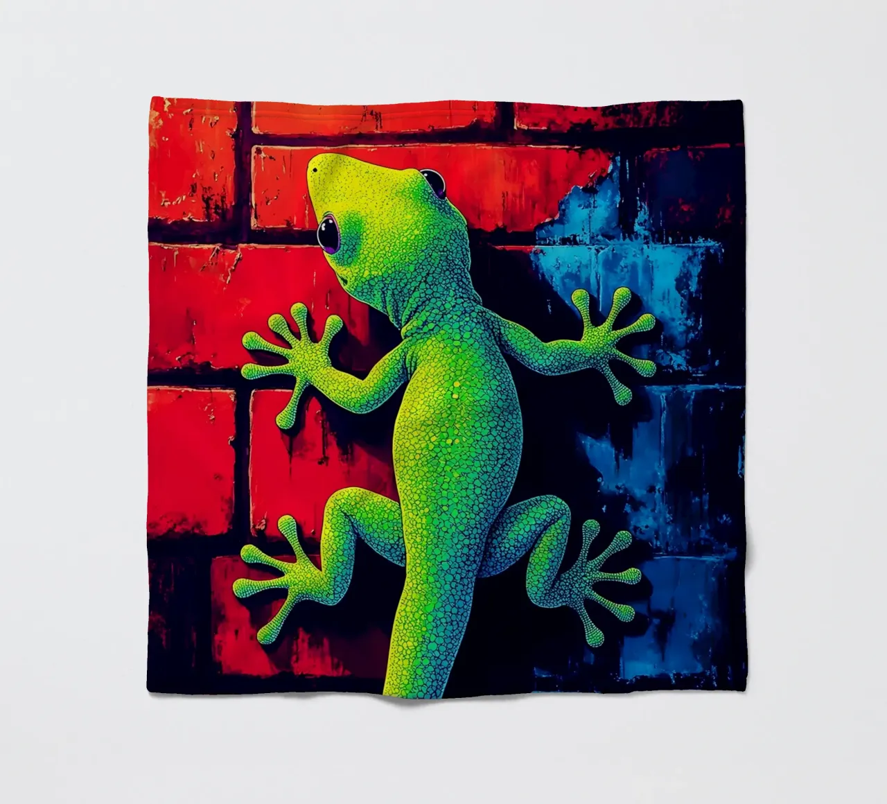 Geco sul muro - Pop Art coperta in pile da ColorCrash Gallery