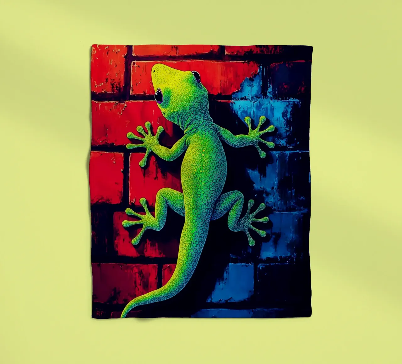 Geco sul muro - Pop Art coperta in pile da ColorCrash Gallery
