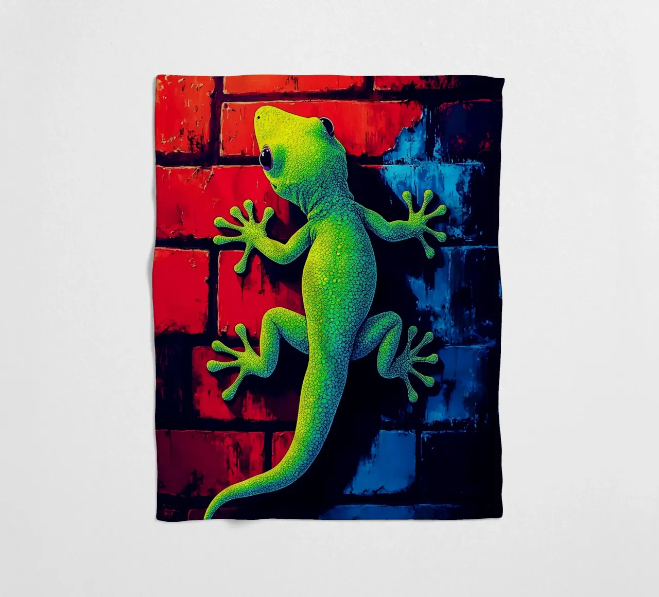 Geco sul muro - Pop Art coperta in pile da ColorCrash Gallery