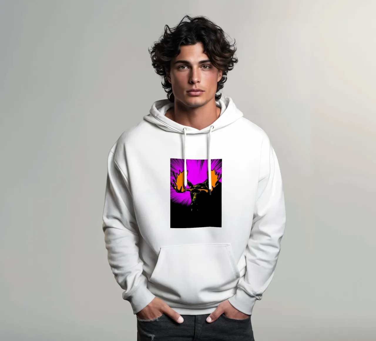 Alce - Pop Art felpa con cappuccio da ColorCrash Gallery