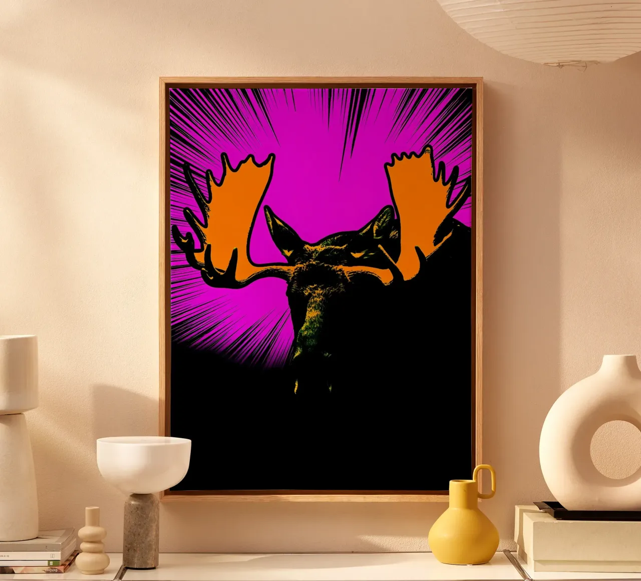 Alce - Pop Art tela con Cornice a cassetta da ColorCrash Gallery