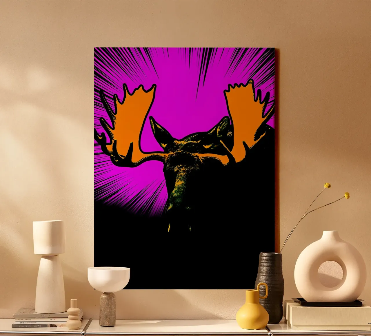 Alce - Pop Art tela con Cornice a cassetta da ColorCrash Gallery