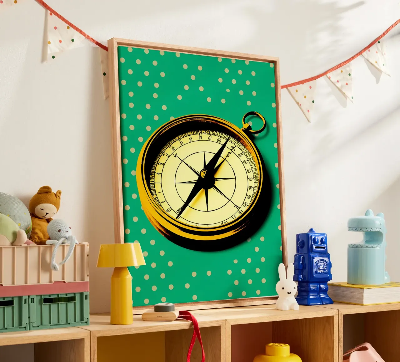 Compass - Pop Art canvas with Floater frame by ColorCrash Gallery