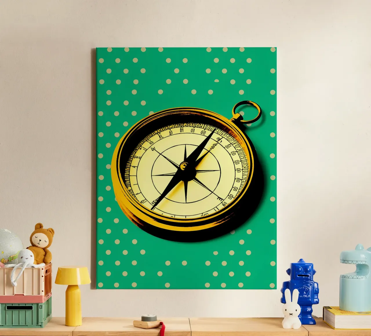 Compass - Pop Art canvas with Floater frame by ColorCrash Gallery