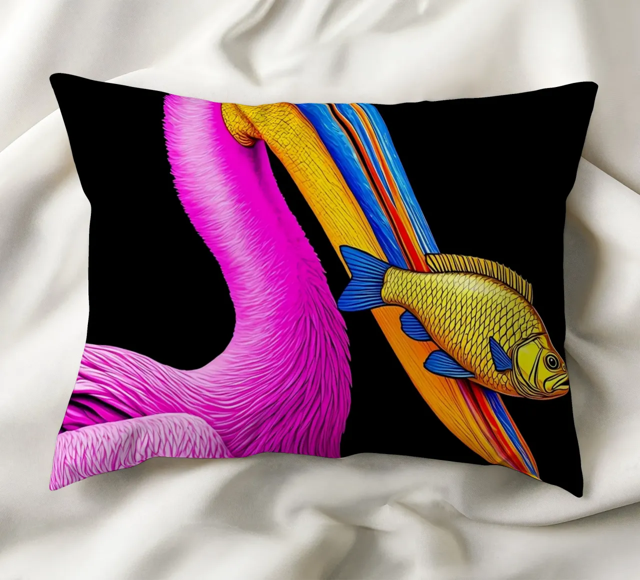Pellicano e pesce - Pop Art cuscino da ColorCrash Gallery