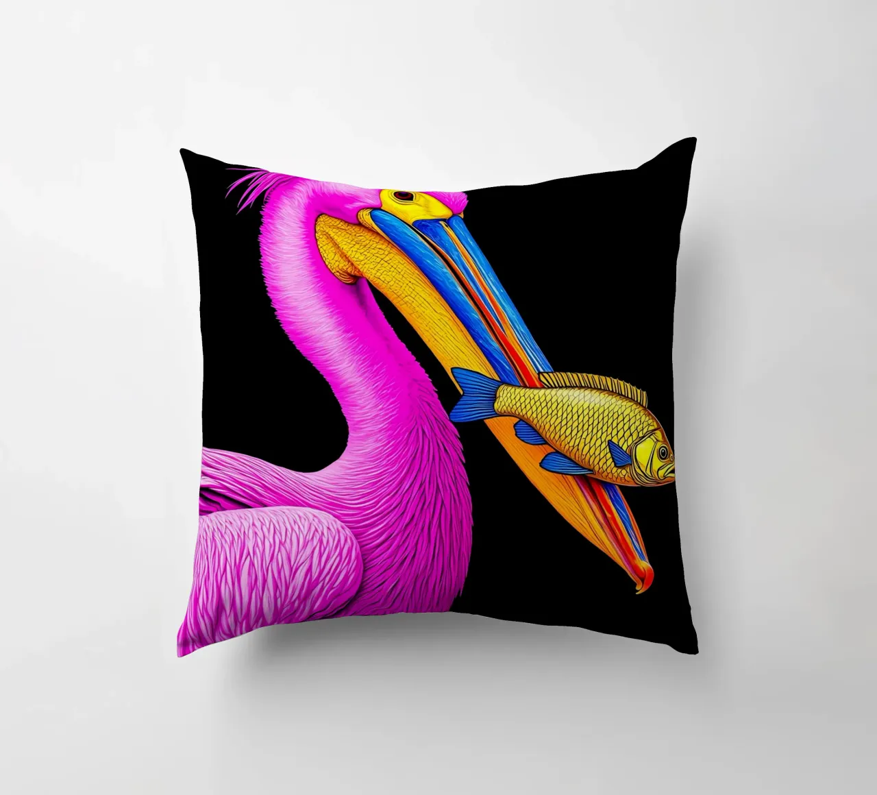 Pellicano e pesce - Pop Art cuscino da ColorCrash Gallery