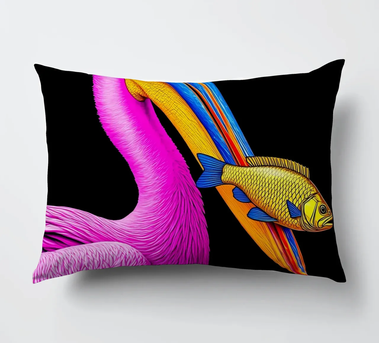 Pellicano e pesce - Pop Art cuscino da ColorCrash Gallery