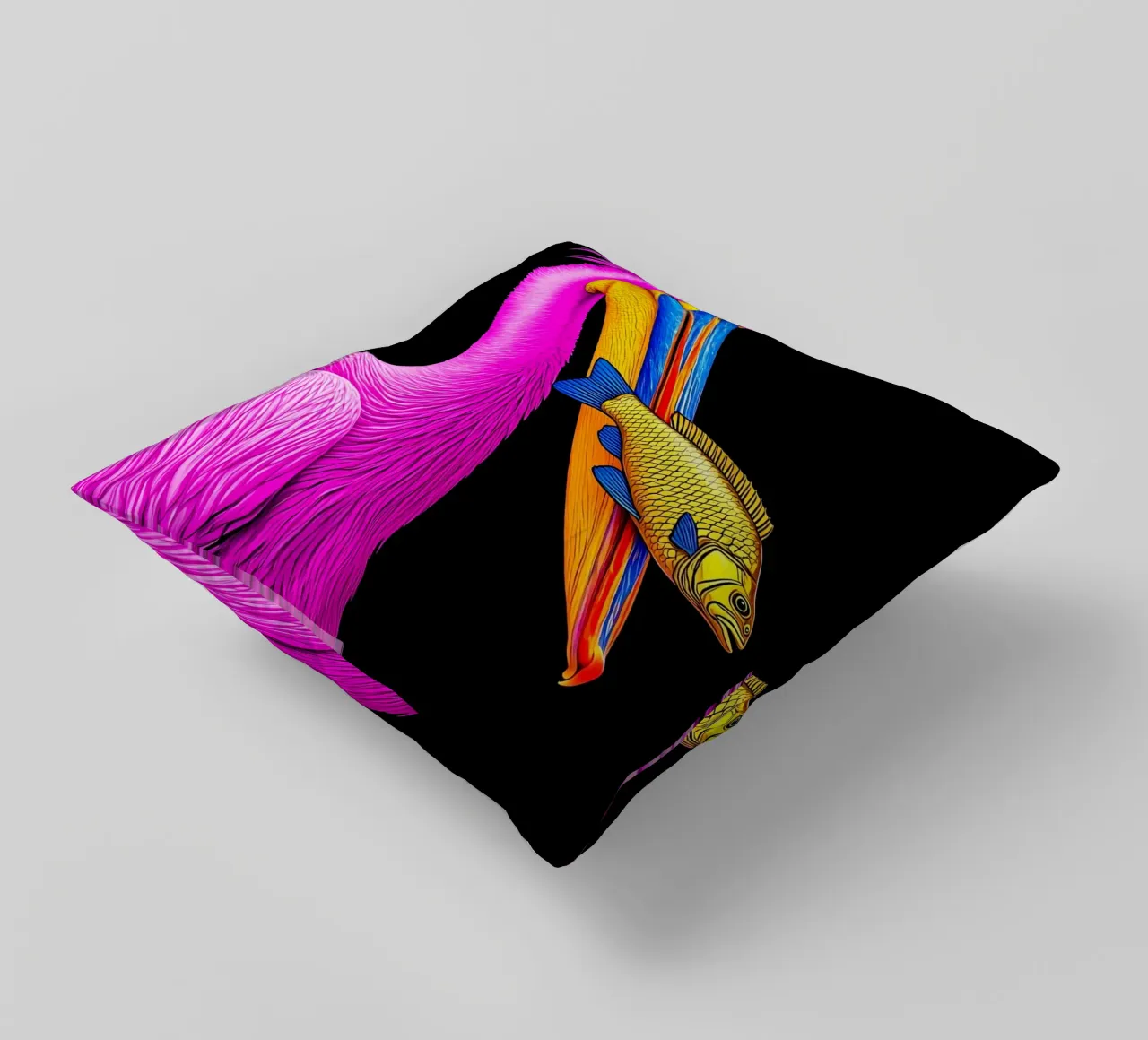 Pellicano e pesce - Pop Art cuscino da ColorCrash Gallery