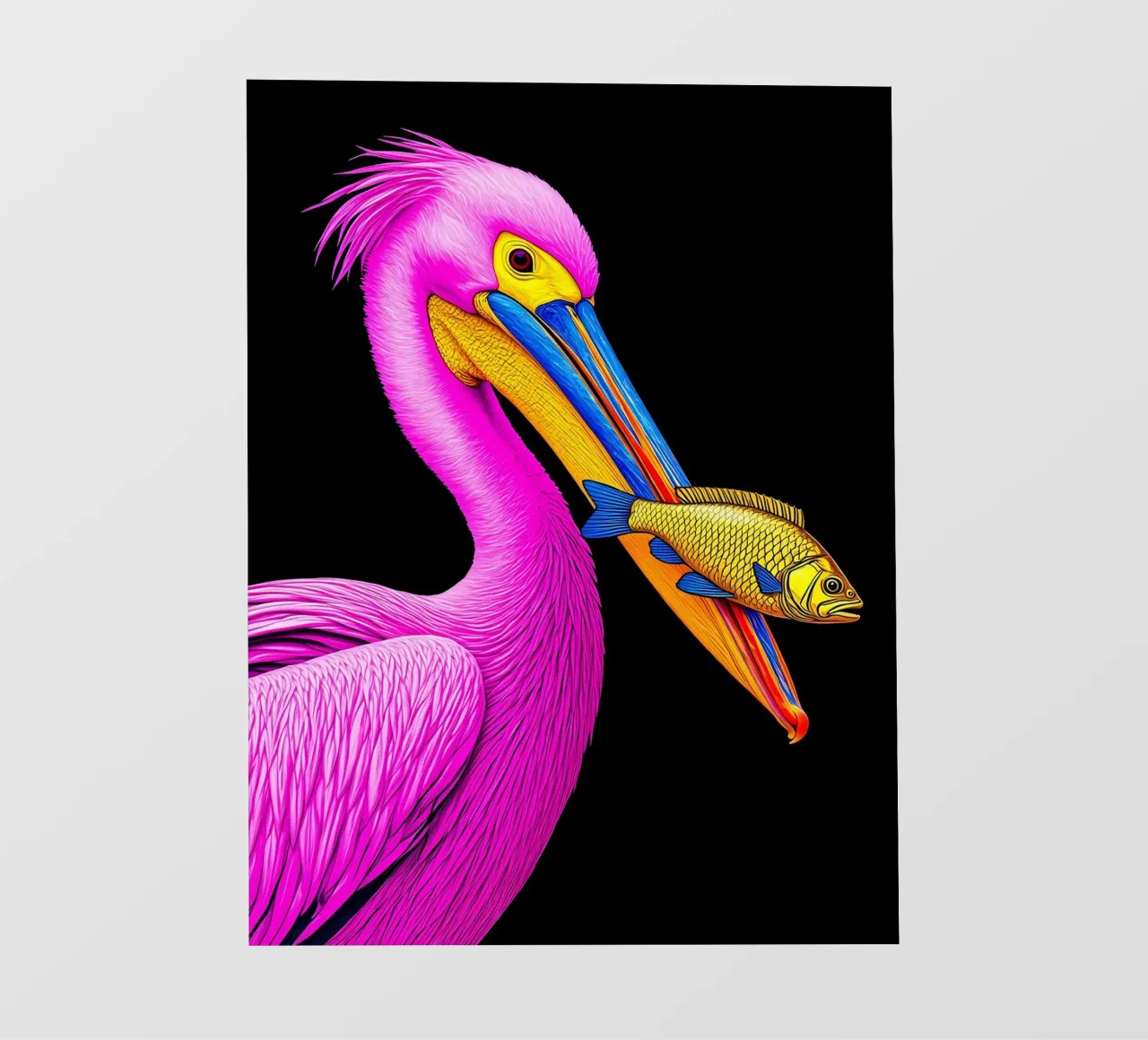 Pellicano e pesce - Pop Art pellicola backlit da ColorCrash Gallery