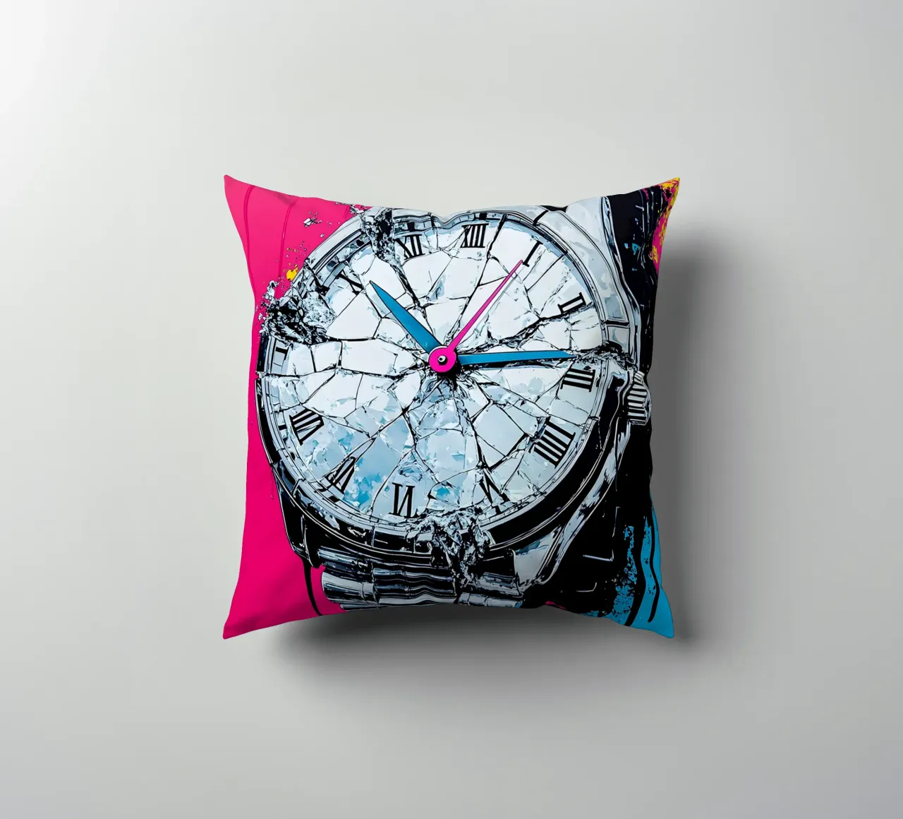 Orologio che si frantuma - Pop Art cuscino da ColorCrash Gallery