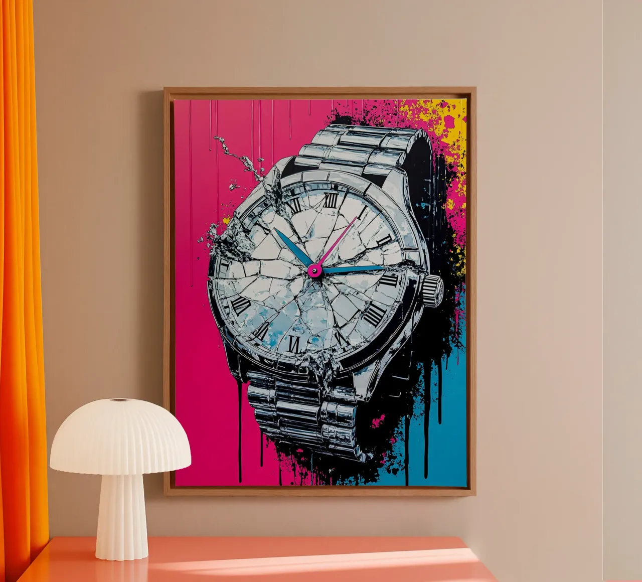 Orologio che si frantuma - Pop Art tela con Cornice a cassetta da ColorCrash Gallery