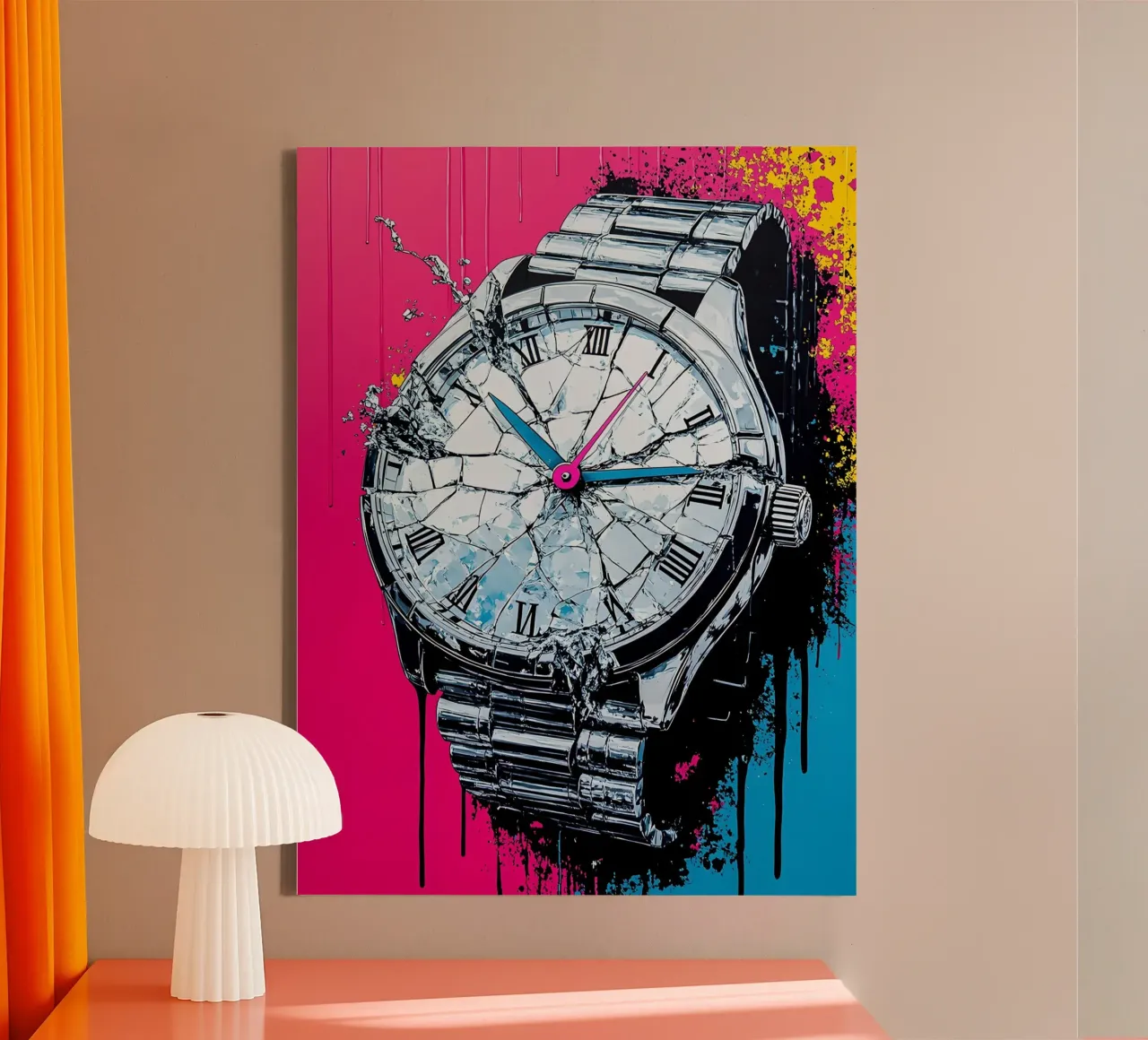 Orologio che si frantuma - Pop Art tela con Cornice a cassetta da ColorCrash Gallery