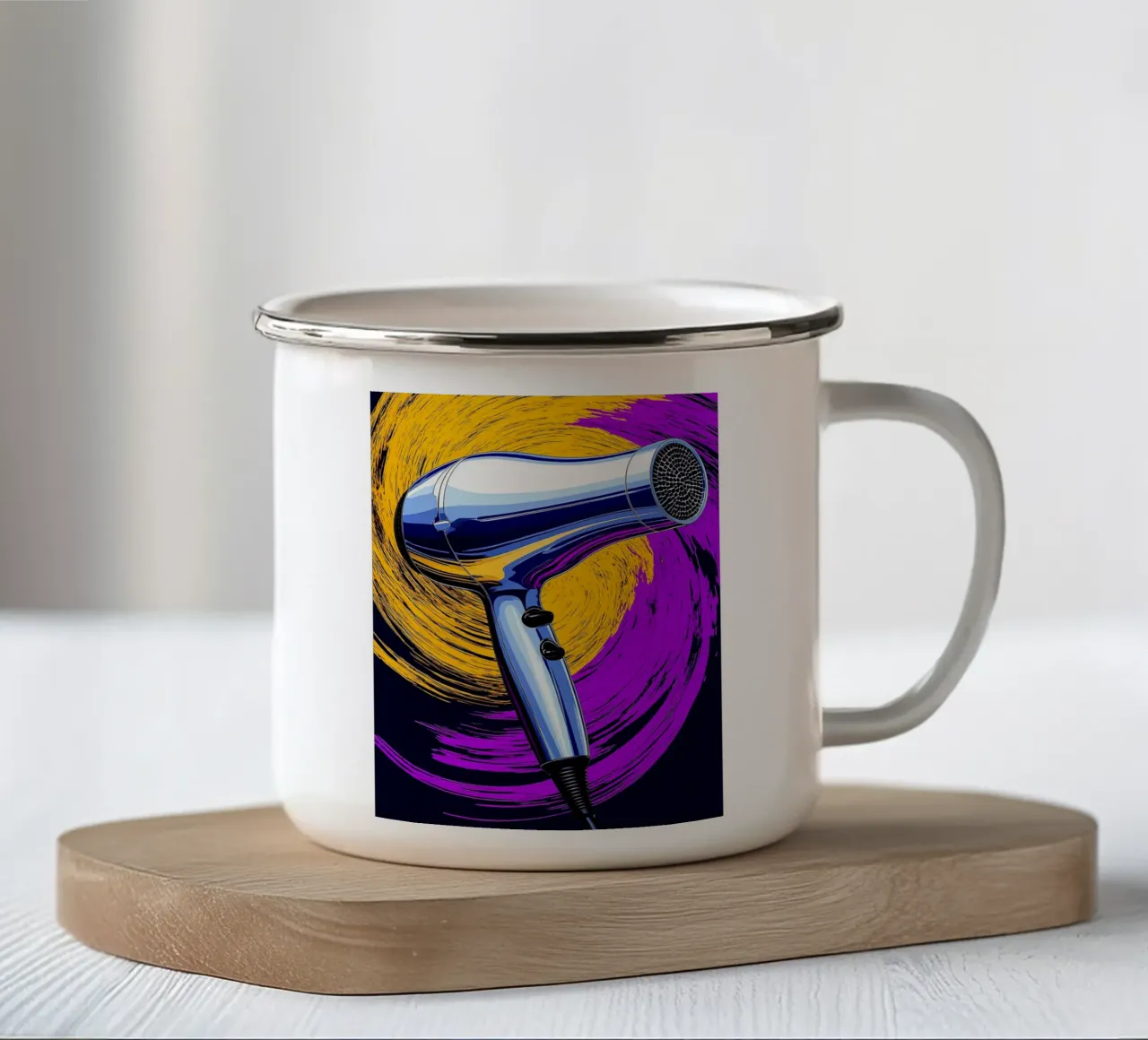 Asciugacapelli - Pop Art tazza in smalto da ColorCrash Gallery