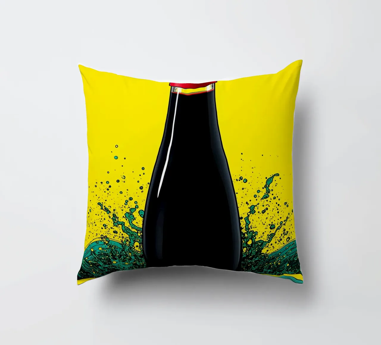 Bottiglia di soia - Pop Art cuscino da ColorCrash Gallery