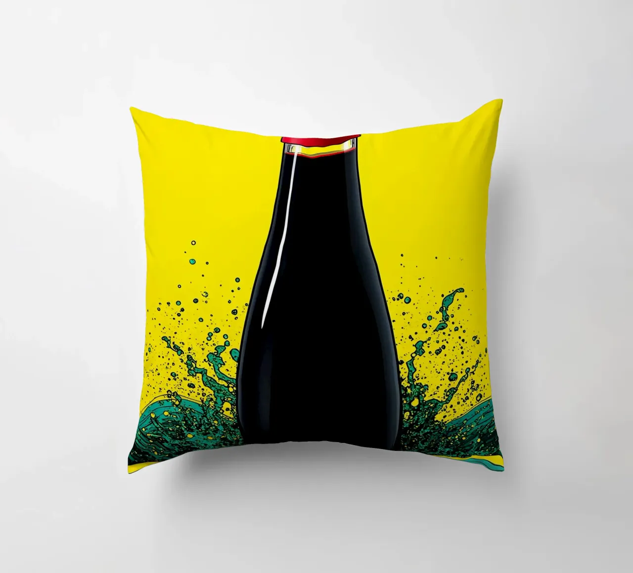 Bottiglia di soia - Pop Art cuscino da ColorCrash Gallery