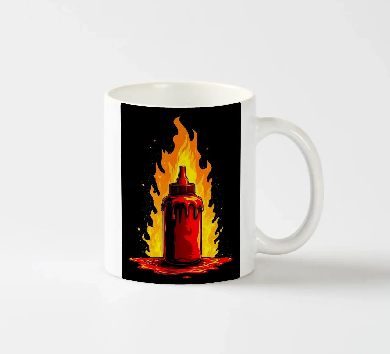 Hot Souce On Fire - Pop Art tazza in ceramica da ColorCrash Gallery