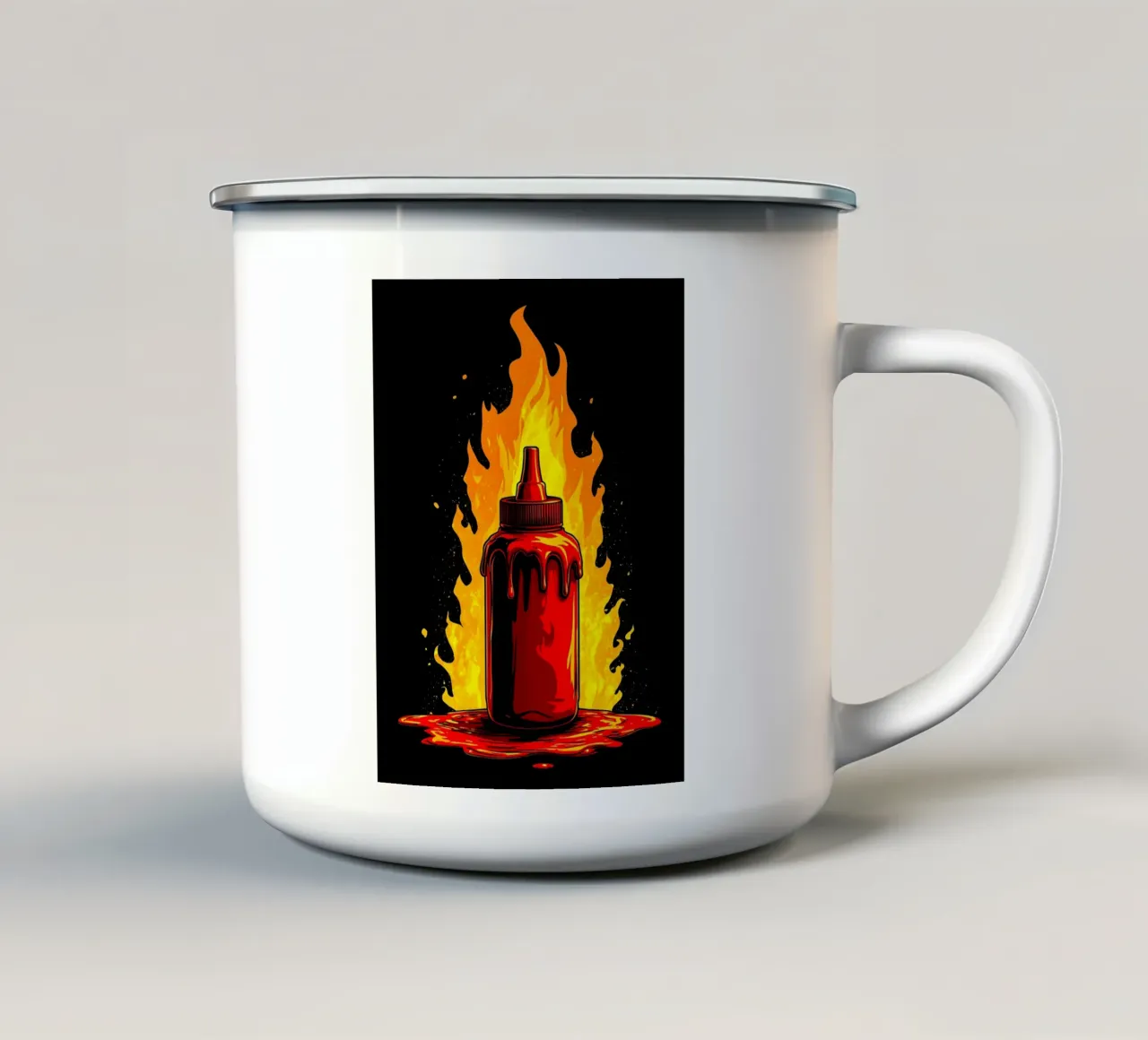 Hot Souce On Fire - Pop Art tazza in smalto da ColorCrash Gallery